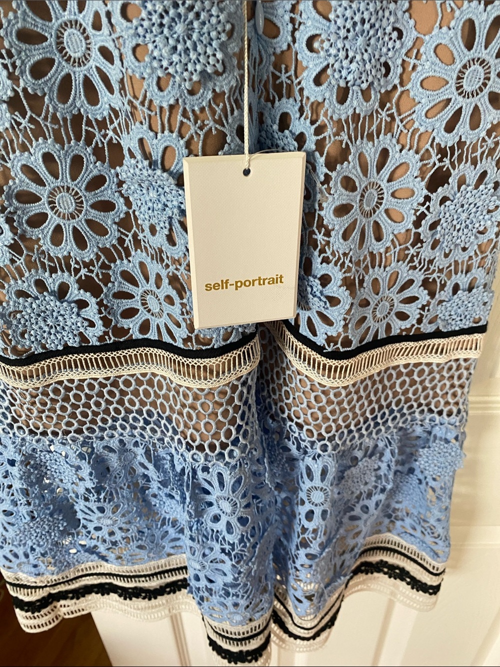 Self-Portrait Blue and Black Floral Lace Midi Dress - Picture 11 of 13